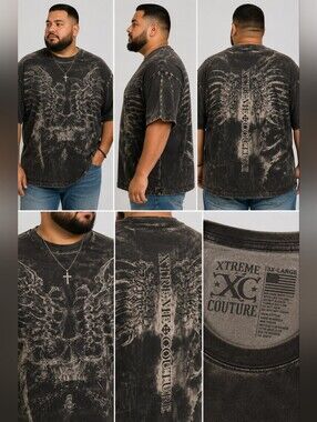 🍏 Xtreme Couture Gothic Skull And Bone Shirt Size 3XL 100% Cotton